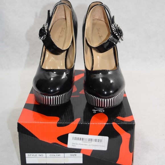 Show Story Black and White Size 7 Hi Heels  New in Box - Picture 1 of 7